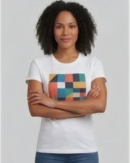 Geometric Color Block Grid Graphic Tee